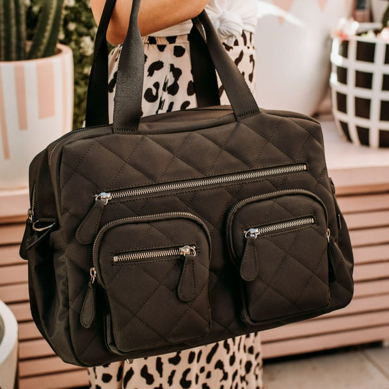 Carry All Diaper Bag - Black Diamond Quilt