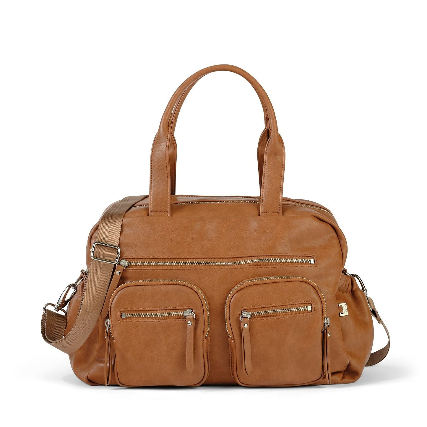 Faux Leather Carry All Diaper Bag - Tan