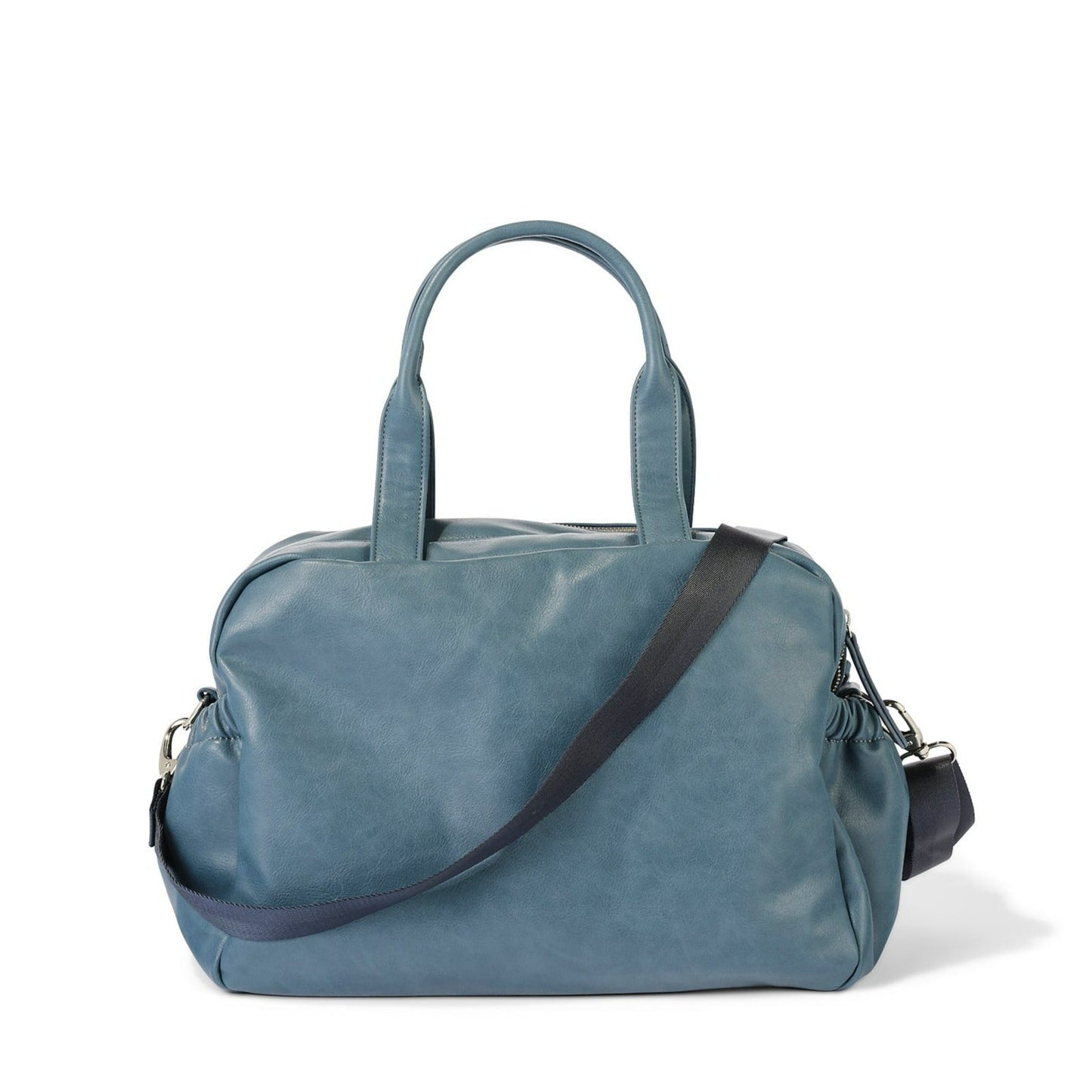 Faux Leather Carry All Diaper Bag - Stone Blue