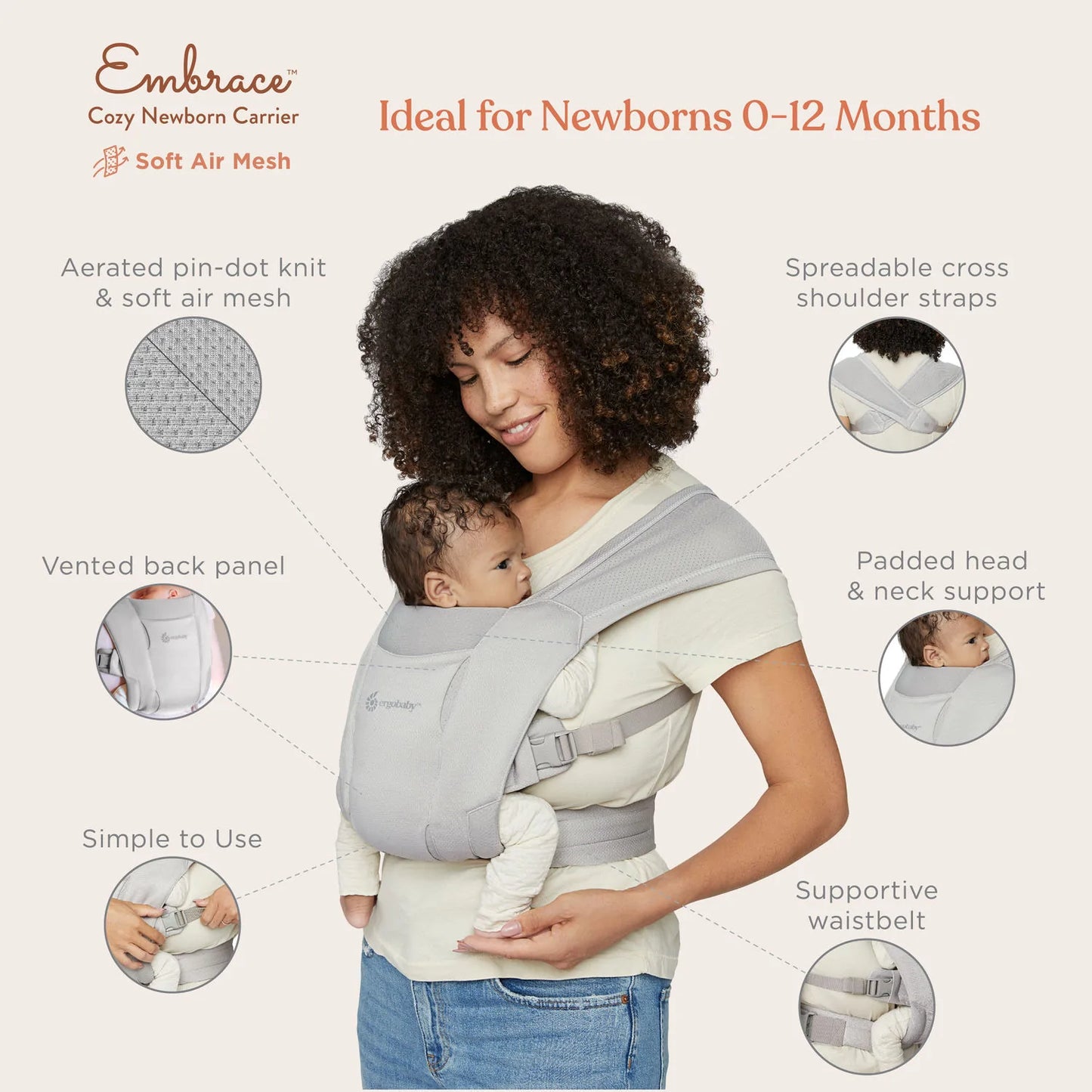 Ergobaby Embrace Air Mesh - Soft Grey