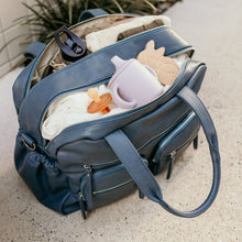 Faux Leather Carry All Diaper Bag - Stone Blue