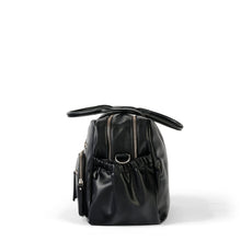 Faux Leather Carry All Diaper Bag - Black